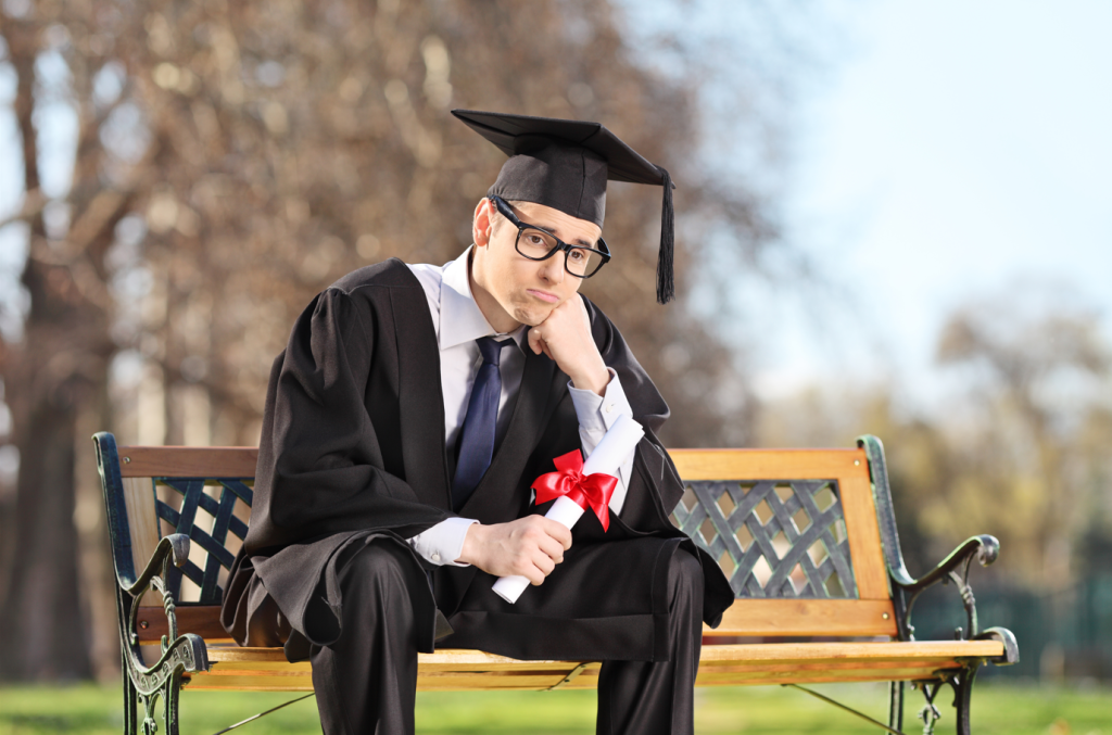Recent grad contemplating the burden of his student loan payment